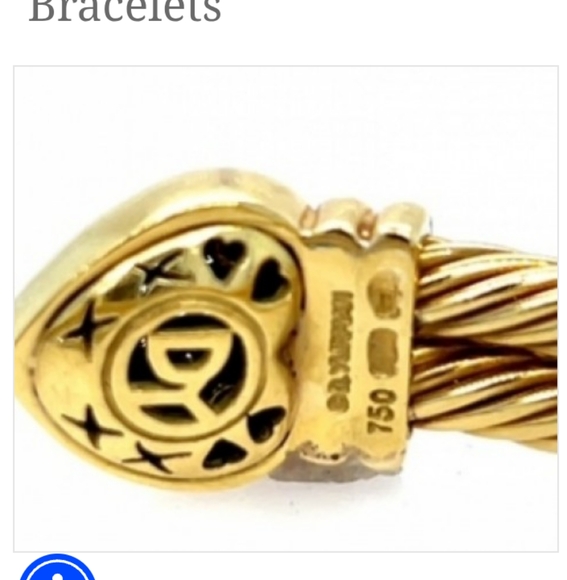 SOLD 18K David YurmanYG Double Cable 68 Diamond Heart Cuff Adjustable Bracelet - Picture 7 of 7